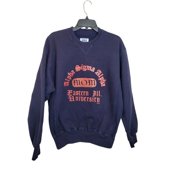 Eastern Il University Alpha Sigma Navy Blue Pullover Sweatshirt Womens Medium - Picture 1 of 11